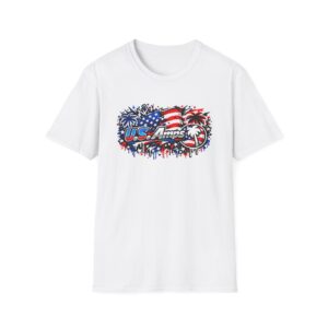 US AMPS USA Graphic T-Shirt — Patriotic Flag And Fireworks Tee