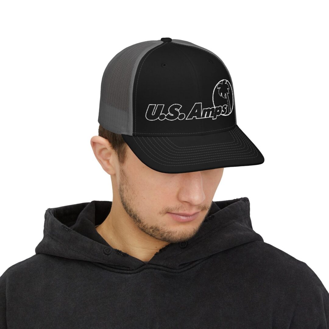 Trucker Cap — U.S. Amps Retro Palm Logo Snapback - Image 7