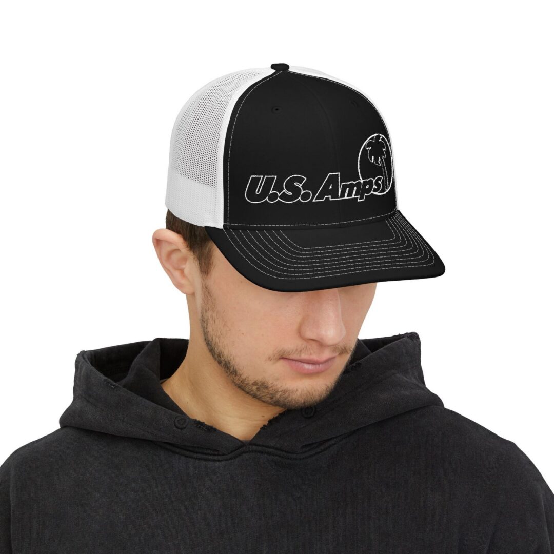 Trucker Cap — U.S. Amps Retro Palm Logo Snapback - Image 3