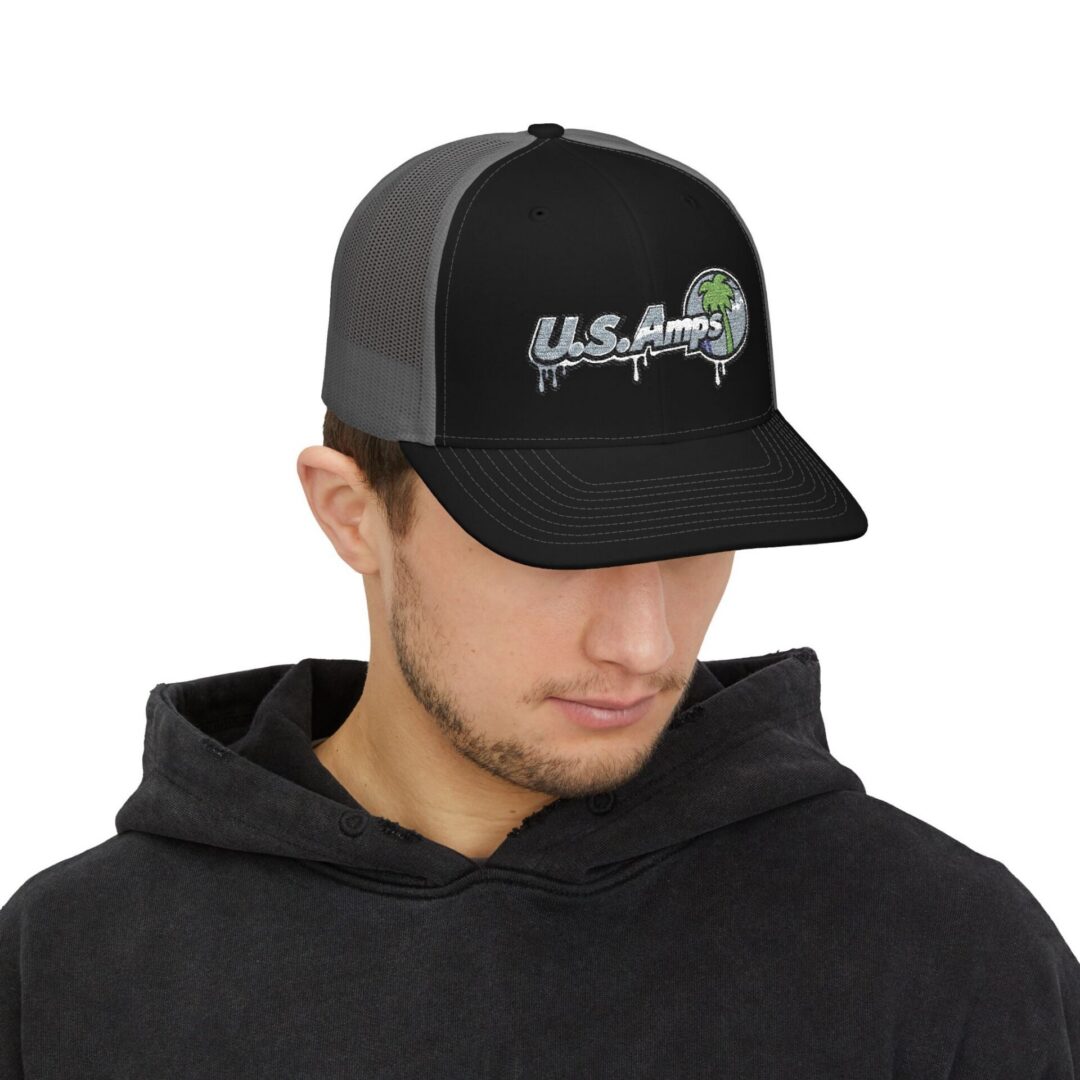 Trucker Cap — U.S. Amps Retro Palm Logo Snapback - Image 7