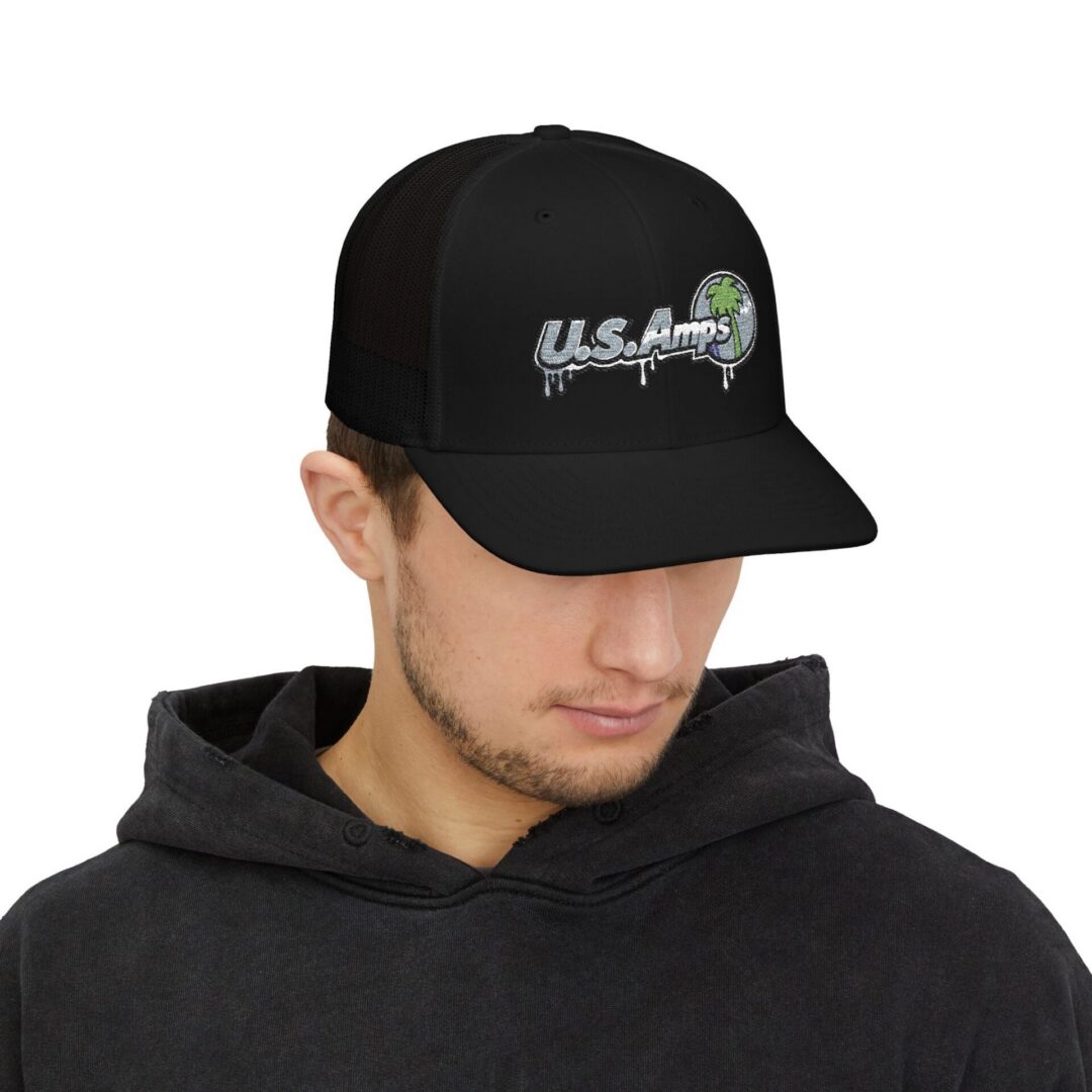 Trucker Cap — U.S. Amps Retro Palm Logo Snapback - Image 11